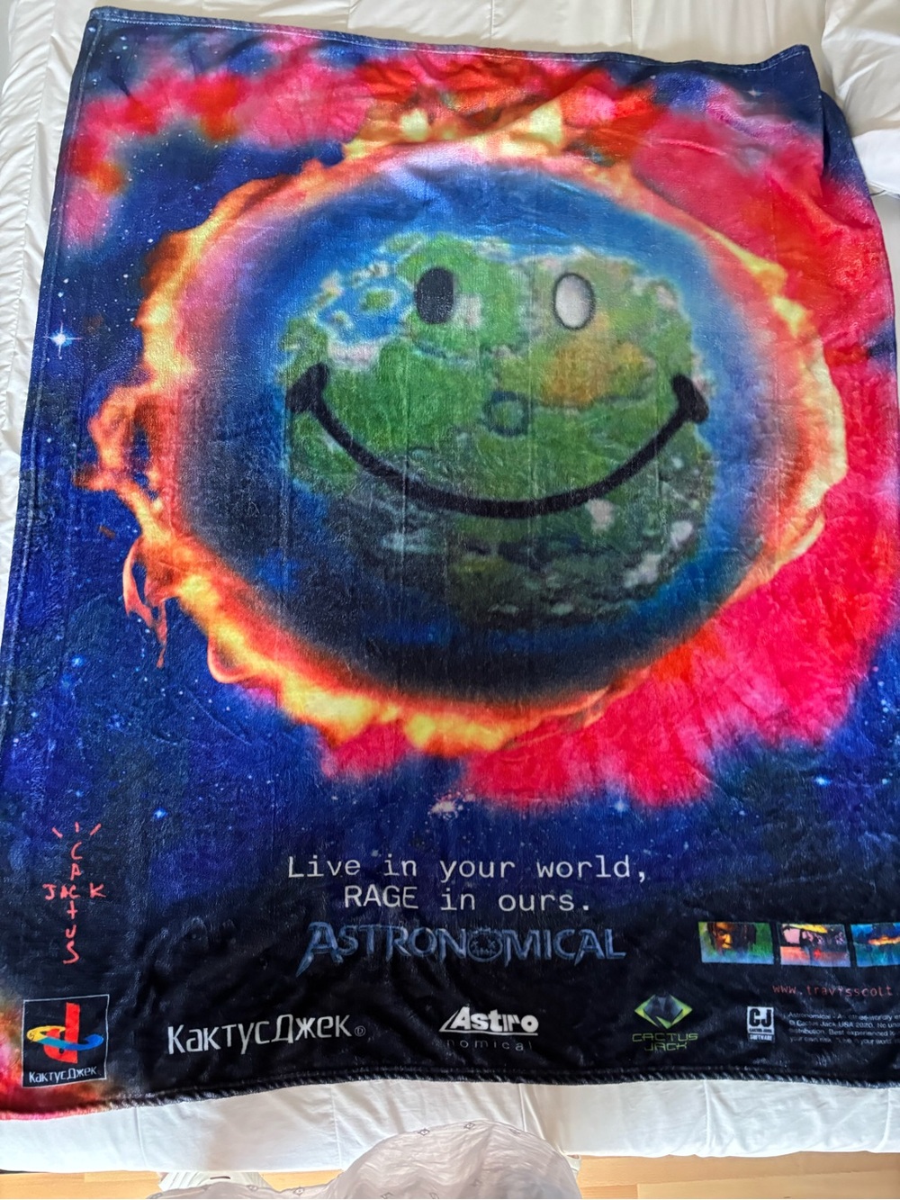 Travis Scott Cactus Jack x Fortnite Astronomical World Blanket (2020) 50"x60"